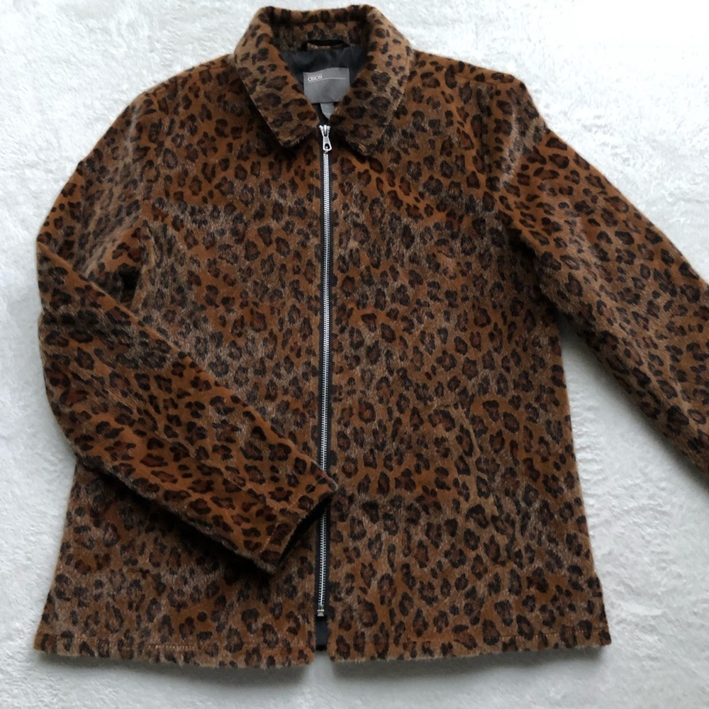 Faux fur leopard print coat